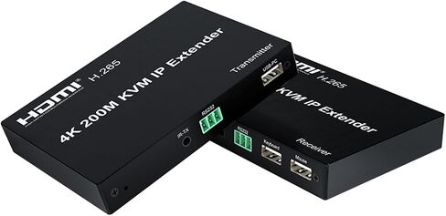 4K HDMI KVM Extender Over IP RJ45 Cat5e/6 200M HDMI KVM Matrix USB Extender Support Multipoint to Multipoint Extensoin Transmitt(1 RX only,with US Plug) in Kuwait
