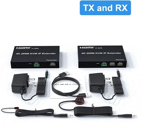 4K HDMI KVM Extender Over IP RJ45 Cat5e/6 200M HDMI KVM Matrix USB Extender Support Multipoint to Multipoint Extensoin Transmitt(1 RX only,with US Plug) in Kuwait