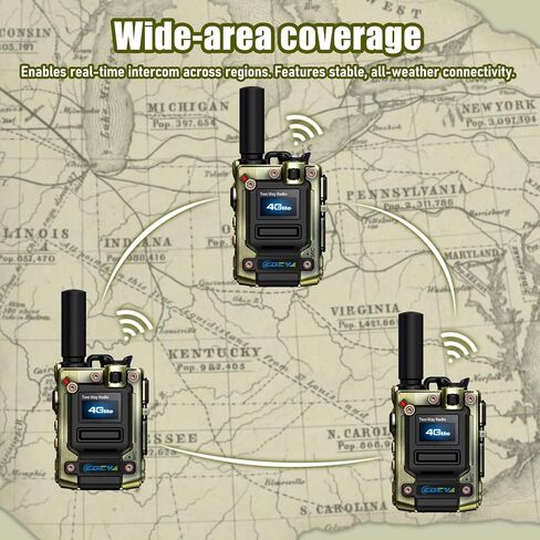 2PCS 4G Walkie Talkie للبالغين ، 4G المدى 4G 1000 ميل قابلة لإعادة الشحن في اتجاهين لمدة 3 أيام من وقت تشغيل البطارية مثالية للمشي لمسافات طويلة ، والتخييم ، واستخدام الطوارئ في الهواء الطلق في الهواء الطلق (بطاقة SIM) in Kuwait