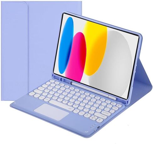 Touch Keyboard Case لـ iPad (A16) الجيل الحادي عشر 11 بوصة (2025) ، الجيل العاشر من iPad 10.9 بوصة (2022) مع حامل قلم رصاص - لوحة مفاتيح Bluetooth التي تعمل باللمس المغنطيسي (الأرجواني) in Kuwait