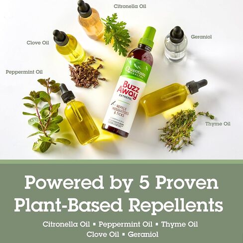 Quantum Health Buzz Away Extreme Insect Repellent DEET Free Cedarwood Lemongrass & Citronella Oil Outdoor Mosquito & Tick Bug Spray Powerful Plants Repel Bugs Off Your Skin, Safe for Kids - 8 Ounce in Kuwait