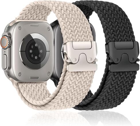 Braided Stretchy Bands for Apple Watch Ultra/2 Bands 49mm 46mm 45mm 44mm 42mm Men Women,Parachute Buckle Elastic Woven Nylon Sport Solo Loop Strap Wristband for iWatch Series 10 9 8 7 6 5 4 3 SE/2 in Kuwait