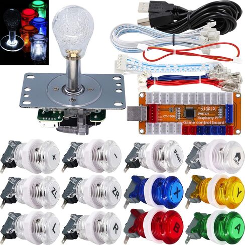 SJ@jx arcade لعبة LED LED مصباح USB تشفير GAMEPAD MICROSWITCH BUNTER 8WOY LED عصا التحكم ل Nintendo Switch PS3 Retropie Raspberry Pi Mame in Saudi Arabia
