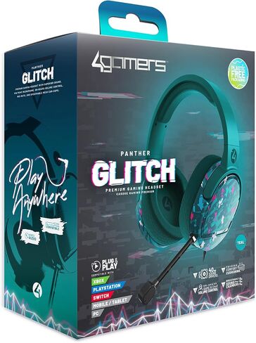 4Gamers Panther Gaming Headset Glitch - Teal ، متوافق مع PS4 ، PS5 ، Xbox ، Switch & PC in Kuwait
