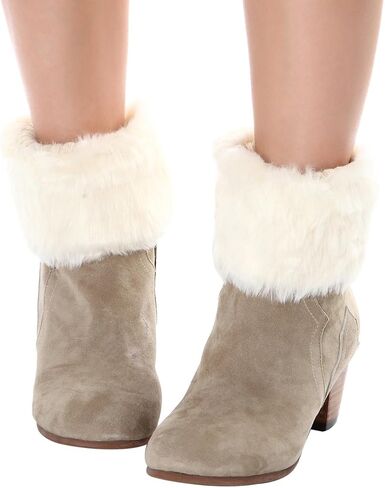 Fur Leg Warmers Women,Fuzzy Furry Fluffy White Leg Warmers,Christmas Faux Fur Boot Cuffs Toppers for Women in Kuwait