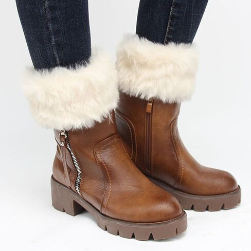 Fur Leg Warmers Women,Fuzzy Furry Fluffy White Leg Warmers,Christmas Faux Fur Boot Cuffs Toppers for Women in Kuwait