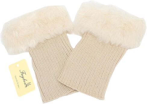 Fur Leg Warmers Women,Fuzzy Furry Fluffy White Leg Warmers,Christmas Faux Fur Boot Cuffs Toppers for Women in Kuwait