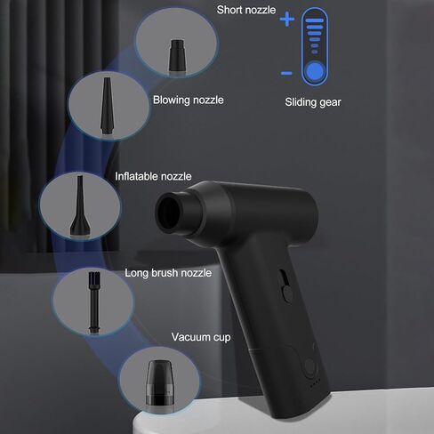 j02 electric air duster ، 110000 دورة في الدقيقة متغيرة السرعة المنفاخ الهواء العنيف مع 5 فوهات ، usb super dry bower لتنظيف السيارات ، التخييم ، لوحة المفاتيح ، الحيوانات الأليفة ، woodworking in Kuwait