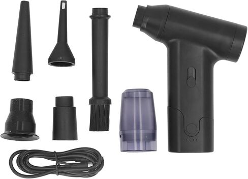 j02 electric air duster ، 110000 دورة في الدقيقة متغيرة السرعة المنفاخ الهواء العنيف مع 5 فوهات ، usb super dry bower لتنظيف السيارات ، التخييم ، لوحة المفاتيح ، الحيوانات الأليفة ، woodworking in Kuwait