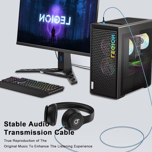 USB to 3.5mm Audio Aux Jack Cable,3FT Braided USB to Aux Converter Male to 3.5mm TRRS Headphone Adapter Stereo Audio Cord for Headphones PC Laptop Windows Computer Speaker PS5 PS4 Desktops Mac OSX in Kuwait