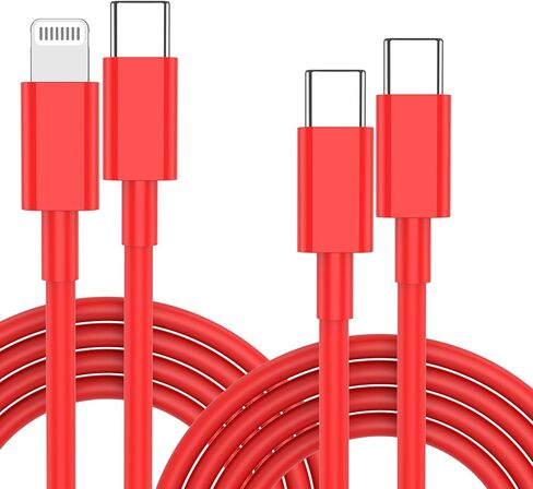 2 في 1 USB C إلى كبل Lightning/USB C ، [2pcs/6ft] 60W USB C Multi Fast Charge Cable مع نوع C/Apple Lightning Cord For iPhone 16 15 Pro Max Plus 14 13 12 11/iPad/Samsung S25 S24 in Kuwait