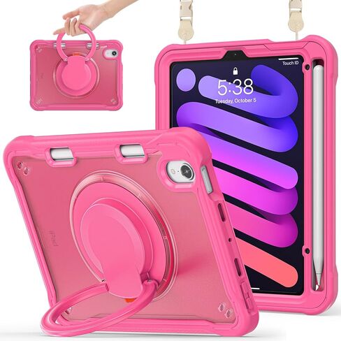 Miimall Case for Mini 7 A17 Pro ، iPad Mini 6th/7th Gen 2021/2024 8.3 inch ، 360 ° دوارة ، حامل قلم/قلم رصاص/180 درجة قشرة مقبض قابلة للطي للأطفال iPad mini 6/7 (Khaki) in Saudi Arabia