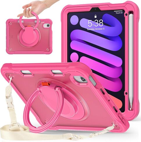 Miimall Case for Mini 7 A17 Pro ، iPad Mini 6th/7th Gen 2021/2024 8.3 inch ، 360 ° دوارة ، حامل قلم/قلم رصاص/180 درجة قشرة مقبض قابلة للطي للأطفال iPad mini 6/7 (Khaki) in Saudi Arabia