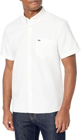 Lacoste Men's Short Sleeve Regular Fit Oxford Button Down Shirt in Saudi Arabia
