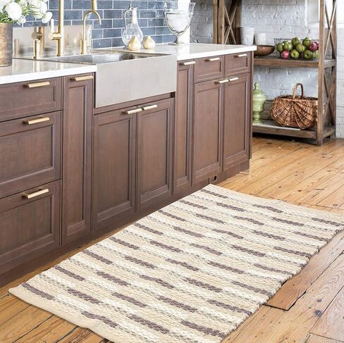 سجاد الجاموس منقوشة لغرفة المعيشة 24 × 36 بوصة الخردل الأبيض، سجاد المطبخ، سجاد طريق الدخول، سجاد الباب، سجاد المنطقة، سجاد غرفة حمام المزرعة، سجاد فحص الجاموس، خرقة منسوجة، سجاد 2 × 3، سجاد قطني قابل للعكس in Kuwait