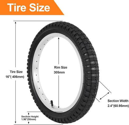16x2.4 Tire and Inner Tube Set, 16 Inch Bike Tire for Dirt Bike Kids Bicycles, 64-305 Tire Compatible with Razor MX500 Razor MX650 in Saudi Arabia