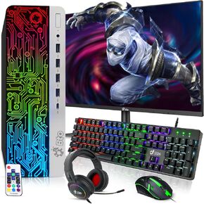 BTO RGB Gaming Desktop PC Bundle - Intel Core i7 6th Gen, 16GB DDR4 Ram, 512GB SSD, NVIDIA GT-1030 2GB GDDR5, New 22 Inch Monitor – Prebuilt Computer for PC Gaming - Windows 10 Pro (Renewed)