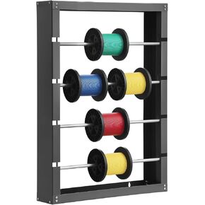 VEVOR Wire Spool Rack, 4 Adjustable Rods, Cold-Rolled Steel Wire Spool Holder Wall Mounted for Multi-Spools, Wiring Storage, 150 lbs Capacity Cable Dispenser, for Electrical Industrial Retail Use