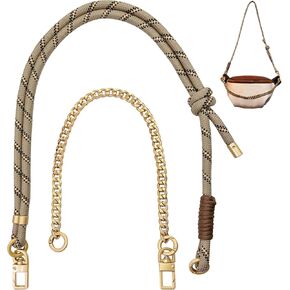 Paracord Rope Purse Crossbody Crossbody for Handbags ، حزام كتف قابلة للتعديل مع سلسلة ذهبية
