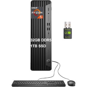HP Elite SFF 805 G9 Business Desktop PC (32GB DDR5 RAM, 1TB SSD, AMD Ryzen 5 8600G (> Intel i7-1255U)), Small Form Factor for IT, Engineer, Designer, Wi-Fi, Ethernet, HDMI, Display Port, Win 11 Pro