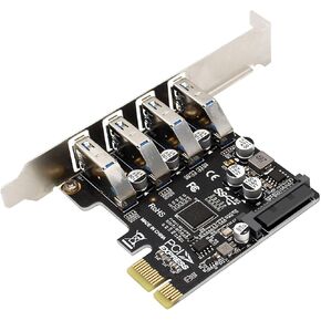 PH64 PCIe3.0 X1 to 4Port USB3.0 Expansion Card 5Gbps for 2U/4U Chassis Dual Power Supply Compatible with Wins XP, Vista, Wins 7,Wins8,Wins10