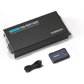 Renogy inverter puh 1000w pure sine wave inverter 12v to 110V مع مفتاح نقل تلقائي مدمج ووحدة Bluetooth ، مثالية للمركبات ، RV ، مقطورة ، دعم التحكم عن بُعد وشاشة