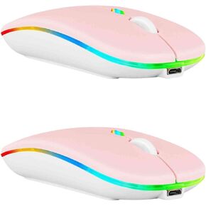 UrbanX Wireless Mouse 2 Pack for Samsung Galaxy Z Fold5/Z Flip5/Tab S9 Ultra/Tab S9+/Tab S9 – Bluetooth 5.2 & 2.4GHz Rechargeable Laptop Mouse with USB Wireless Adapter, Ergonomic Computer Mouse.