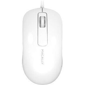 Macally USB Wired Computer Mouse for Mac and PC - Simple, Clean, and Effective - White Wired Mouse with 5ft Cable, 3 Buttons, and 1000 DPI Sensor - Plug and Play Wired Mice for Mac