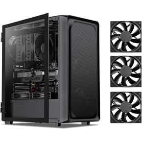 DARKROCK EC2 Black ATX Mid Tower PC Case with 4x120mm Black Fan, Type-C Ready, Tempered Glass Side Panel, up to 8 x 120mm Cooling Fans & 1 x 360mm Radiator