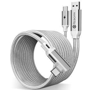 Reborn Link Cable with Charging, 16FT Black Compatible with PC VR/Oculus/Meta Quest3 Accessories/Quest2/Quest 3s/Pro/Pico 4/SteamVR, High Speed Data Transfer, USB 3.0 to USB C Cable for VR Headset
