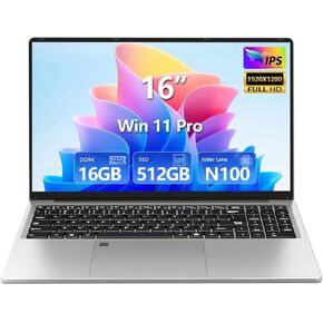 جهاز كمبيوتر محمول 16 بوصة 2025 ، كمبيوتر محمول 16 جيجا بايت ذاكرة الوصول العشوائي 512GB SSD ، معالج Celeron N100 (حتى 3.4 جيجا هرتز) ، FHD 1920x1200 ، لوحة المفاتيح الإضاءة الخلفية ، فتح بصمات الأصابع ، WiFi/BT ، ورب 11 Pro ، Lap Top للطلاب ، والأعمال ال