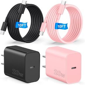 Compatible with iPhone 16 15 Charger Fast Charging,USB C Fast Charger,Type C Block wtih 2Pack 10ft USBC to USBC Cable Cord Compatible with iPhone 16/15 Pro Max/Pro/Plus/Pad Pro,Samsumg Galay S24/S23
