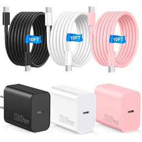 Compatible with iPhone 16 15 Charger Fast Charging,USB C Fast Charger,Type C Block wtih 2Pack 10ft USBC to USBC Cable Cord Compatible with iPhone 16/15 Pro Max/Pro/Plus/Pad Pro,Samsumg Galay S24/S23 in Kuwait