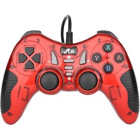 Rii Wired Gaming Controller,Multi-Platform Joystick Controller with Dual-Vibration/Turbo,Compatible for Windows PC/PS3/Android/Steam(Red)