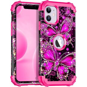 Casetego for iPhone 16 Pro Max Case,Glow in The Dark Three Layer Heavy Duty Sturdy Shockproof Full Protection Rugged Hard PC+Soft TPU Bumper Case for Apple iPhone 16 Pro Max 6.9 inch,Hot Pink