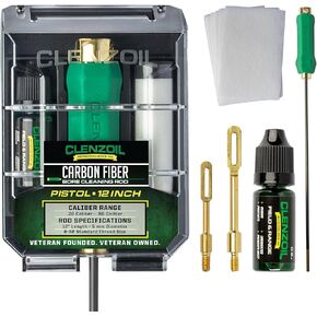 Clenzoil Carbon Fiber Gun Cleaning Rod Kit - Gun Cleaner Kit for Gun Maintenance - Pistol Cleaning Solution - 12" Pistol Cleaning Rod for .22 Cal to .50 Cal