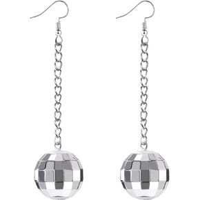 أقراط كرة ديسكو للنساء أقراط ديسكو للنساء أقراط كرة مرآة فضية 70s أقراط سهلة المطابقة ملابس ديسكو للنساء إكسسوارات ديسكو أقراط الهالوين في السبعينيات لإكسسوارات الأزياء النسائية in Kuwait