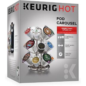 Keurig Storage Carousel, Coffee Pod Storage, Holds up to 10 Keurig K-Cup Pods, Silver