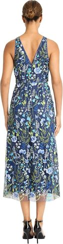 Maggy London Women's Floral Embroidered Halter Midi Dress with Back V-Neck in Kuwait