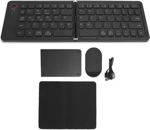 67 Keys Pocket Folding Keyboard, Foldable Bluetooth Keyboard Portable Keyboard with Stand Holder Rechargeable Ultra Slim Folding Keyboard Compatible with Android Phone Tablet in Saudi Arabia