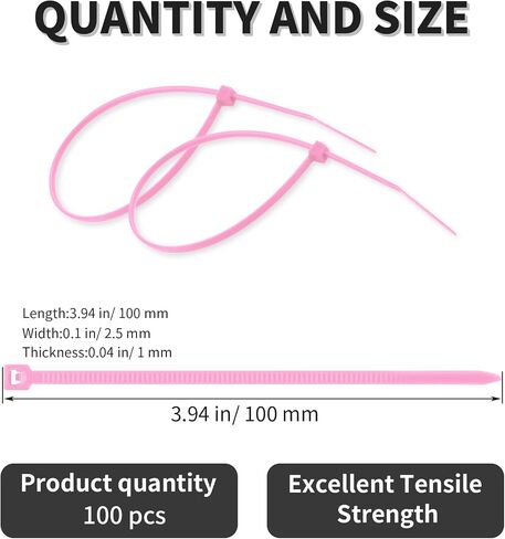 100 pcs 3.94" Length 0.1" Width 0.04" Thickness (100×2.5×1mm) Nylon PA66 Zip Ties,Plastic Self-locking Cable Ties,Multi-Purpose Cable Wire For Automotive Parts Outdoor Fences in Saudi Arabia