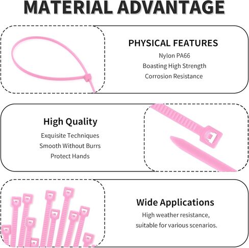 100 pcs 3.94" Length 0.1" Width 0.04" Thickness (100×2.5×1mm) Nylon PA66 Zip Ties,Plastic Self-locking Cable Ties,Multi-Purpose Cable Wire For Automotive Parts Outdoor Fences in Saudi Arabia