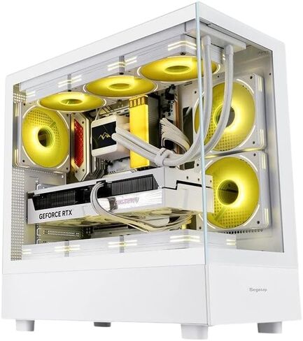 SEGOTEP Endura Pro- Special Loong Edition- Full View Dual Tempered Glass - Detachable Panels - ATX Gaming Mid Tower Computer Case - 3 PWM Fans Included-Dragon Art Design - White in Kuwait