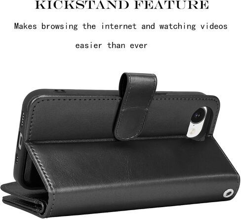 NJJEX Case Compatible for iPhone 16E 2025, for iPhone 16E Wallet Case, [9 Card Slots] PU Leather Card Holder Folio Flip [Detachable] Kickstand Magnetic Phone Cover & Lanyard [Black] in Saudi Arabia