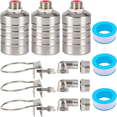 2PCS صمام تعويم، 1/2 "إلى 3/4" صمام تعويم المياه، 304 الفولاذ المقاوم للصدأ التلقائي بالكامل التحكم في مستوى المياه صمام تعويم، جهاز التحكم التلقائي في مستوى المياه لخزان المياه، حمام السباحة، أحواض الماشية، التقطير in Saudi Arabia