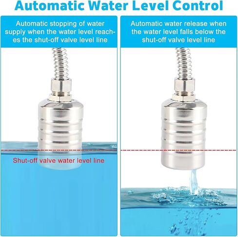 2PCS صمام تعويم، 1/2 "إلى 3/4" صمام تعويم المياه، 304 الفولاذ المقاوم للصدأ التلقائي بالكامل التحكم في مستوى المياه صمام تعويم، جهاز التحكم التلقائي في مستوى المياه لخزان المياه، حمام السباحة، أحواض الماشية، التقطير in Saudi Arabia