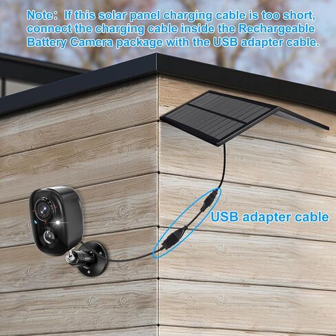لوحة شمسية 5 وات لكاميرات الأمان اللاسلكية في الهواء الطلق، ألواح شمسية USB متوافقة مع كاميرا بطارية قابلة لإعادة الشحن DC 5V، دعامة قابلة للتعديل 360 درجة، مقاومة للماء IP65 (الكاميرا غير متضمنة) in Kuwait