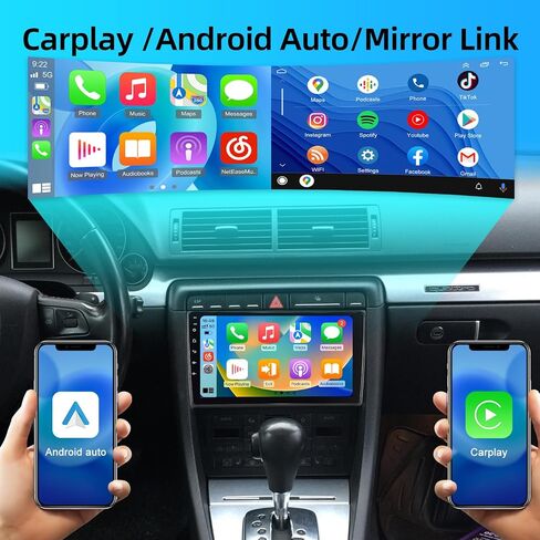 NHOPEEW [2+64G] Aftermarket Car Stereo for Audi A4 S4 RS4 2002-2008 - 9 inch HD Touchscreen Android Radio - Wireless Carplay and Android Auto, DSP, Mirror Link, WiFi, GPS, SWC + Canbus + Backup Camera in Saudi Arabia