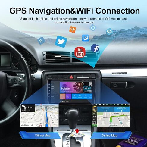 NHOPEEW [2+64G] Aftermarket Car Stereo for Audi A4 S4 RS4 2002-2008 - 9 inch HD Touchscreen Android Radio - Wireless Carplay and Android Auto, DSP, Mirror Link, WiFi, GPS, SWC + Canbus + Backup Camera in Saudi Arabia