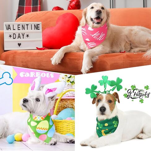 60 Pieces Holiday Dog Bandanas Bulk Valentines St. Patricks Easter Dog Bandanas Adjustable Dog Bandanas Dog Scarf Washable Dog Bandanas Party Costume Accessories Decoration for Small Medium Pet Dogs in Saudi Arabia
